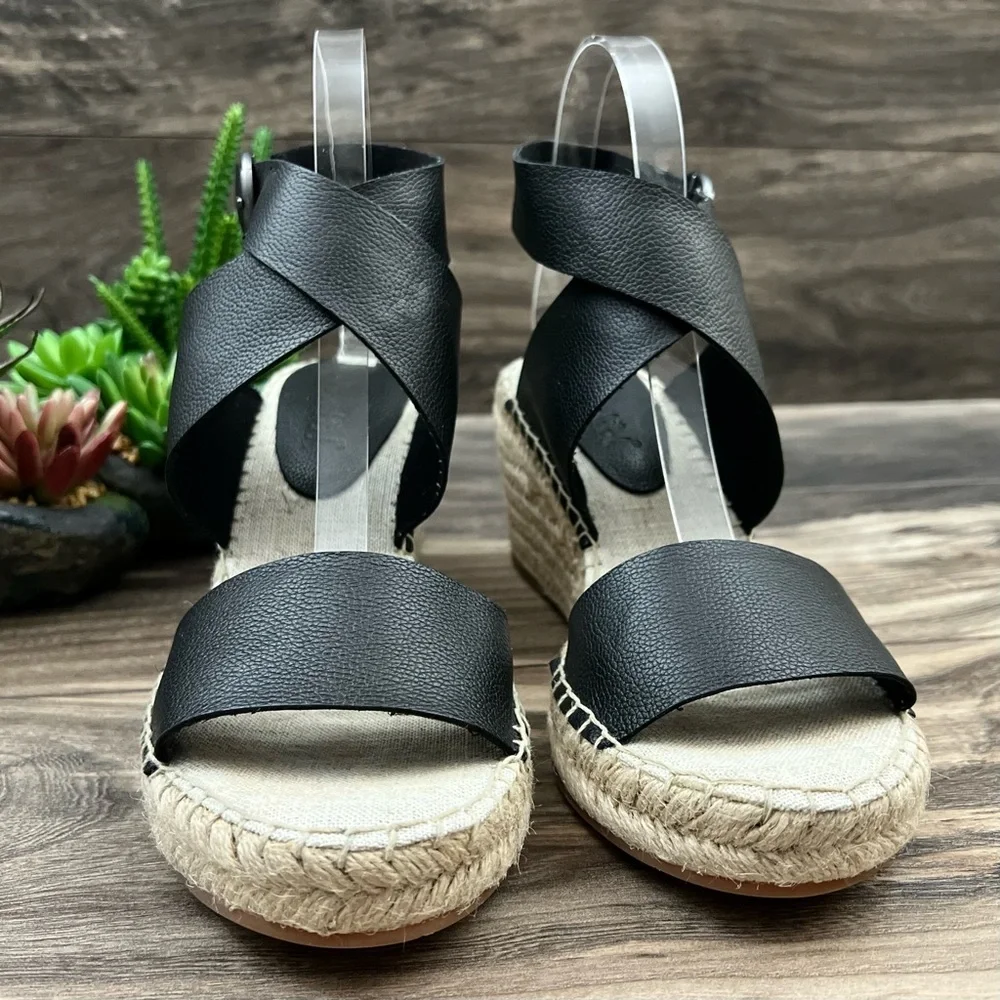 NEW Splendid Addie Leather Ankle Strap Espadrille Wedge Sandal 8M